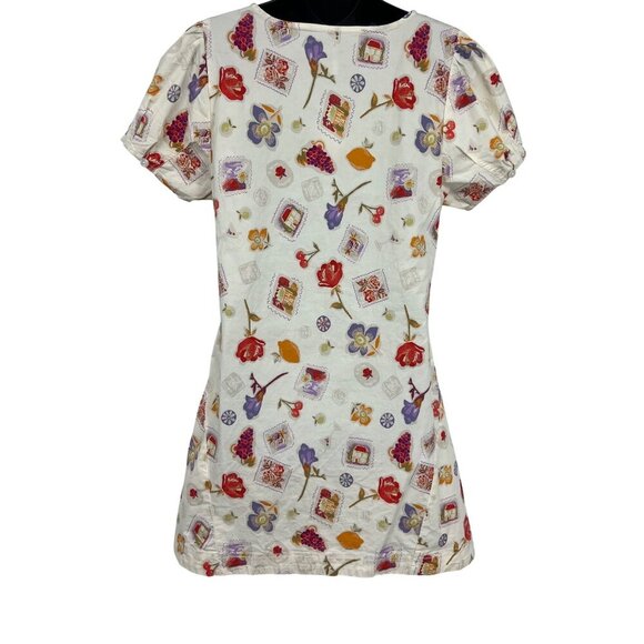 Free People Ivory Combo Mini Floral Ruch Short Sleeve Women Size Large Mini New - Picture 4 of 10